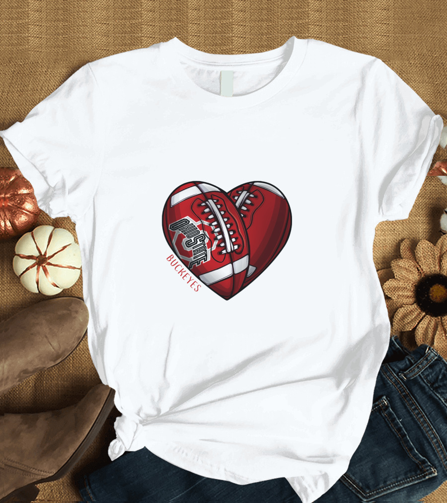 Ohio State Buckeyes Heart Football NCAA DH 90 T-Shirt