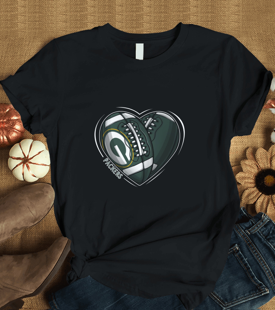 Packers Heart Football Shoes DH 90 NFL Green Bay T-Shirt