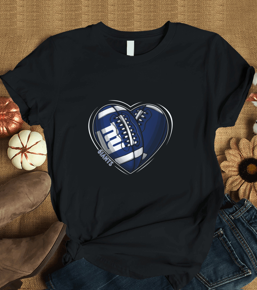 DH 90 NFL New York Giants Football Heart T-Shirt