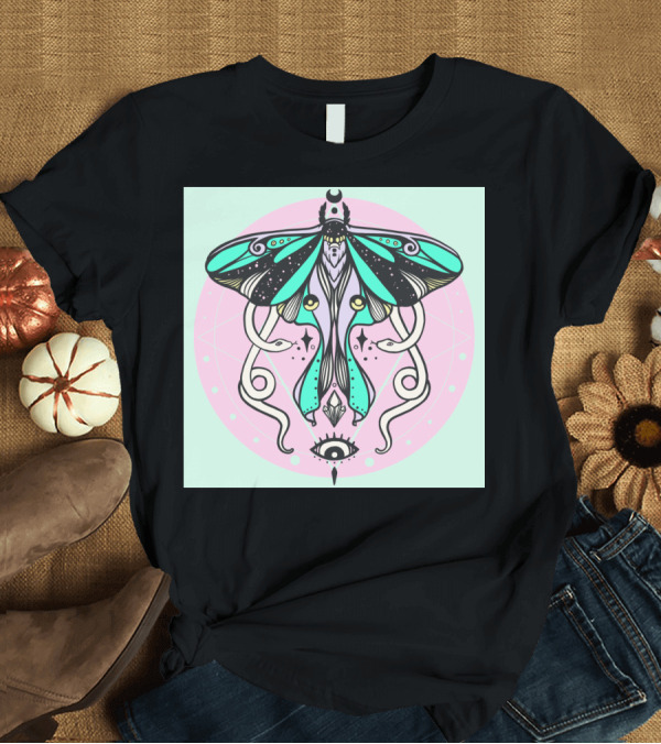 T-Shirt: Luna Moth and Snakes with Mystical Witchy Aesthetic Crescent Moon and Eye T-Shirt Luna Moth and Snakes with Mystical Witchy Aesthetic Crescent Moon and Eye T-Shirt