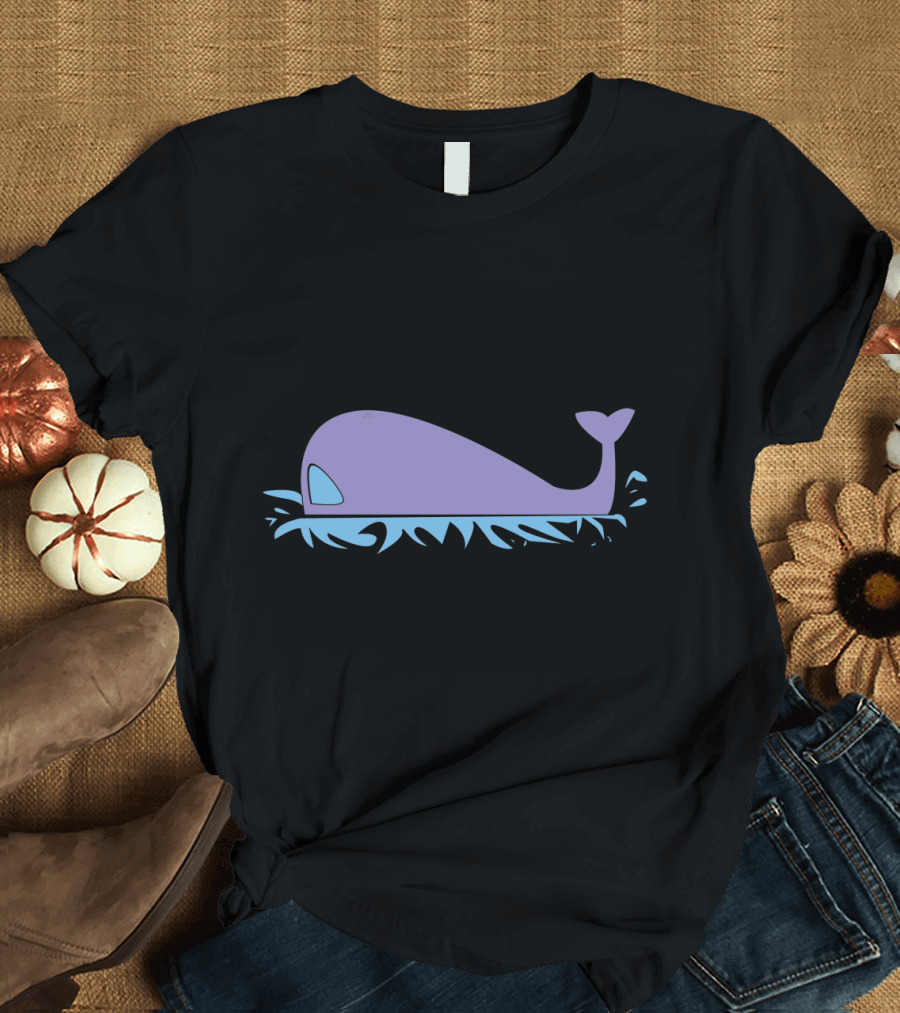 Whale1 Purple Whale Splashing Water Minimalist T-Shirt
