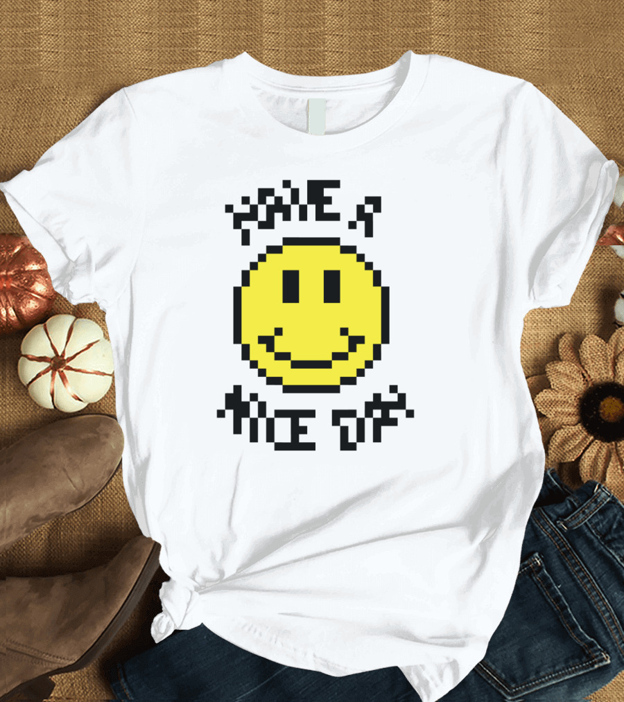 Have a Nice Day Pixelated Smiley Emoji T-Shirt