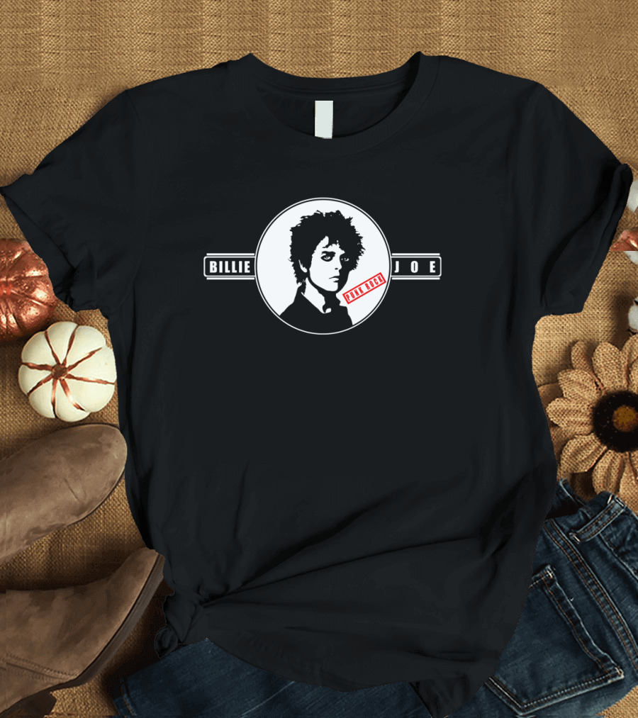Punk Rock Billie Joe Vintage Style Graphic with Red Text Features T-Shirt