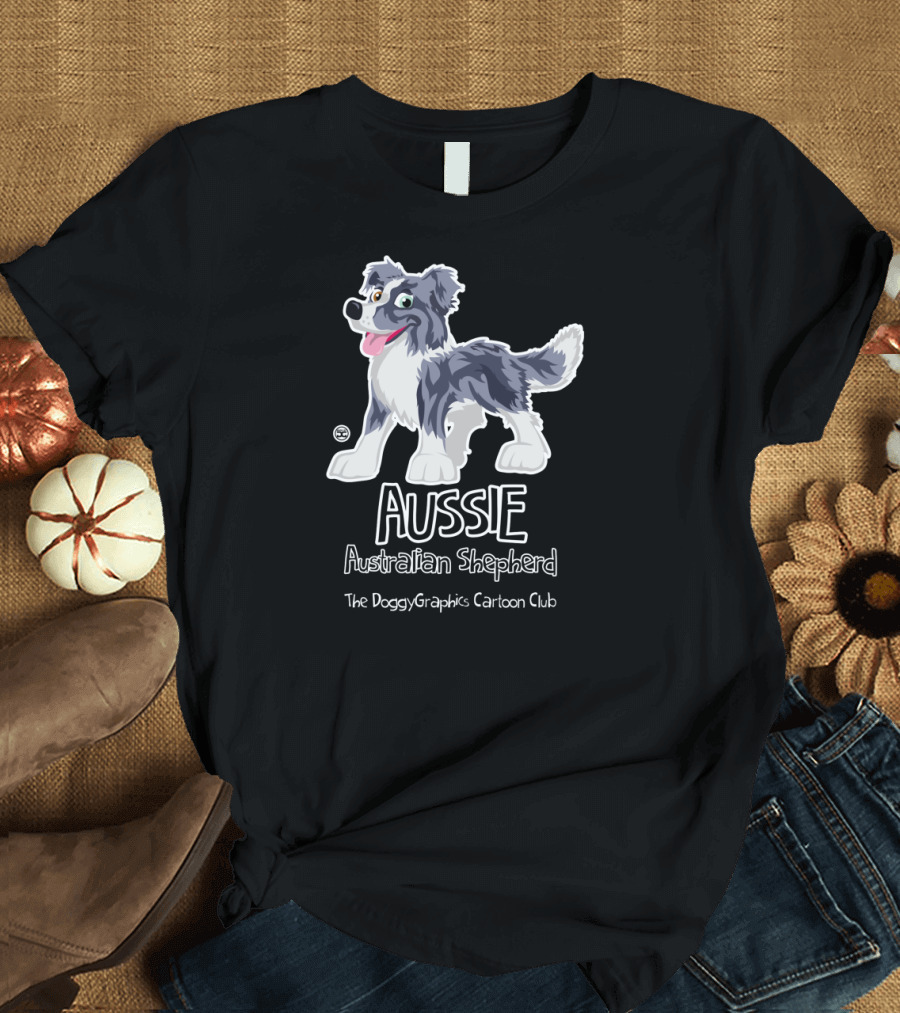 Aussie Australian Shepherd The DoggyGraphics Cartoon Club T-Shirt