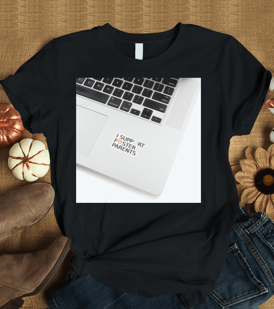 I Support Foster Parents Laptop Sticker Heart Emblem T-Shirt