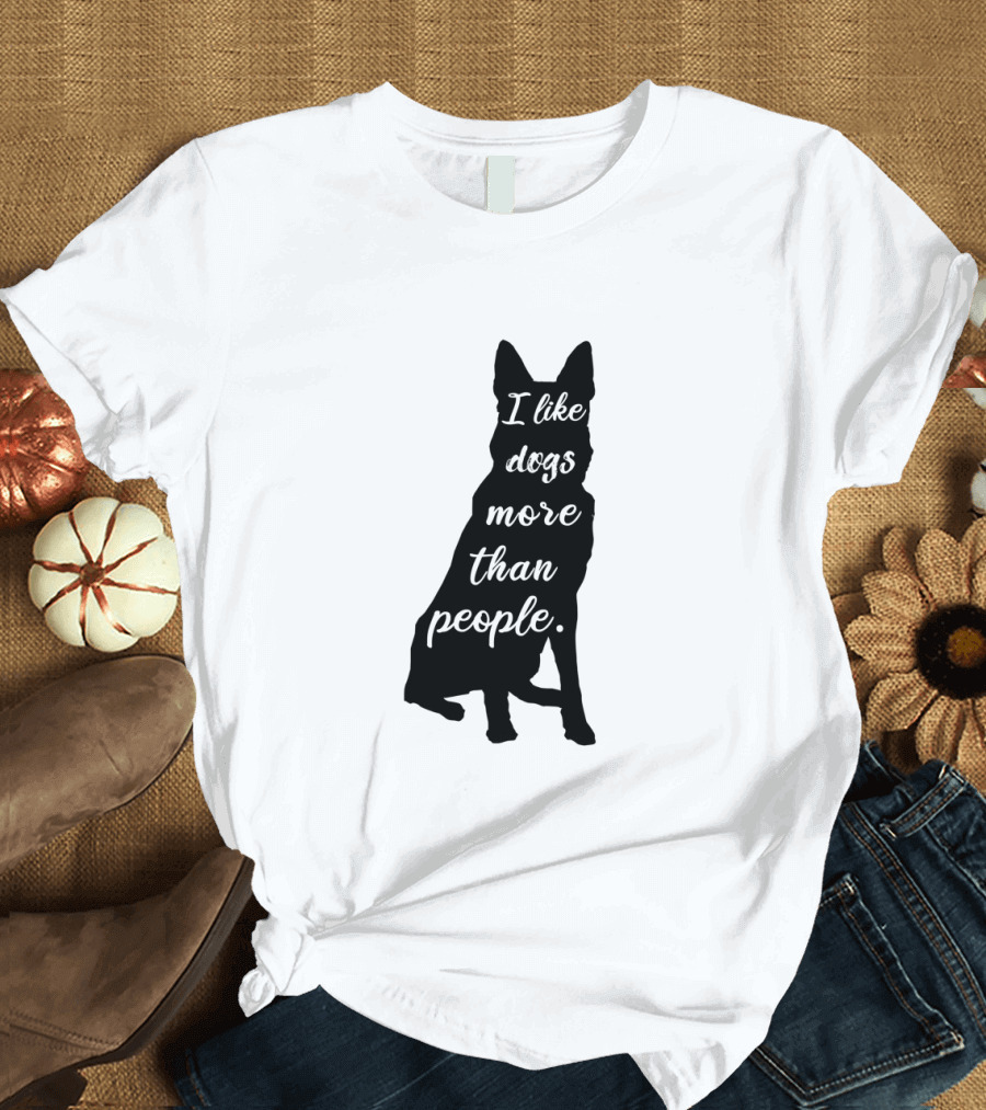 German Shepherds Silhouette I Like Dogs More Than People T-Shirt