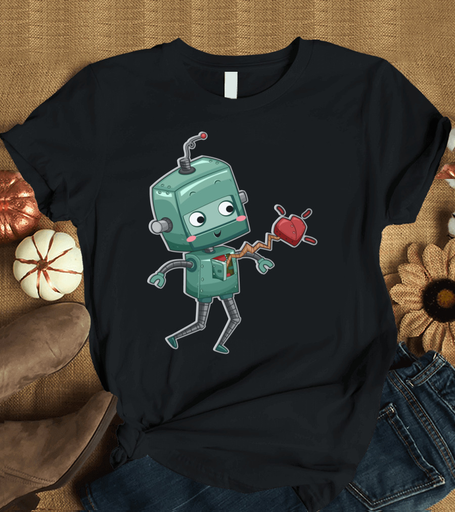 Robot Magnet Heart I Magnet U Male T-Shirt