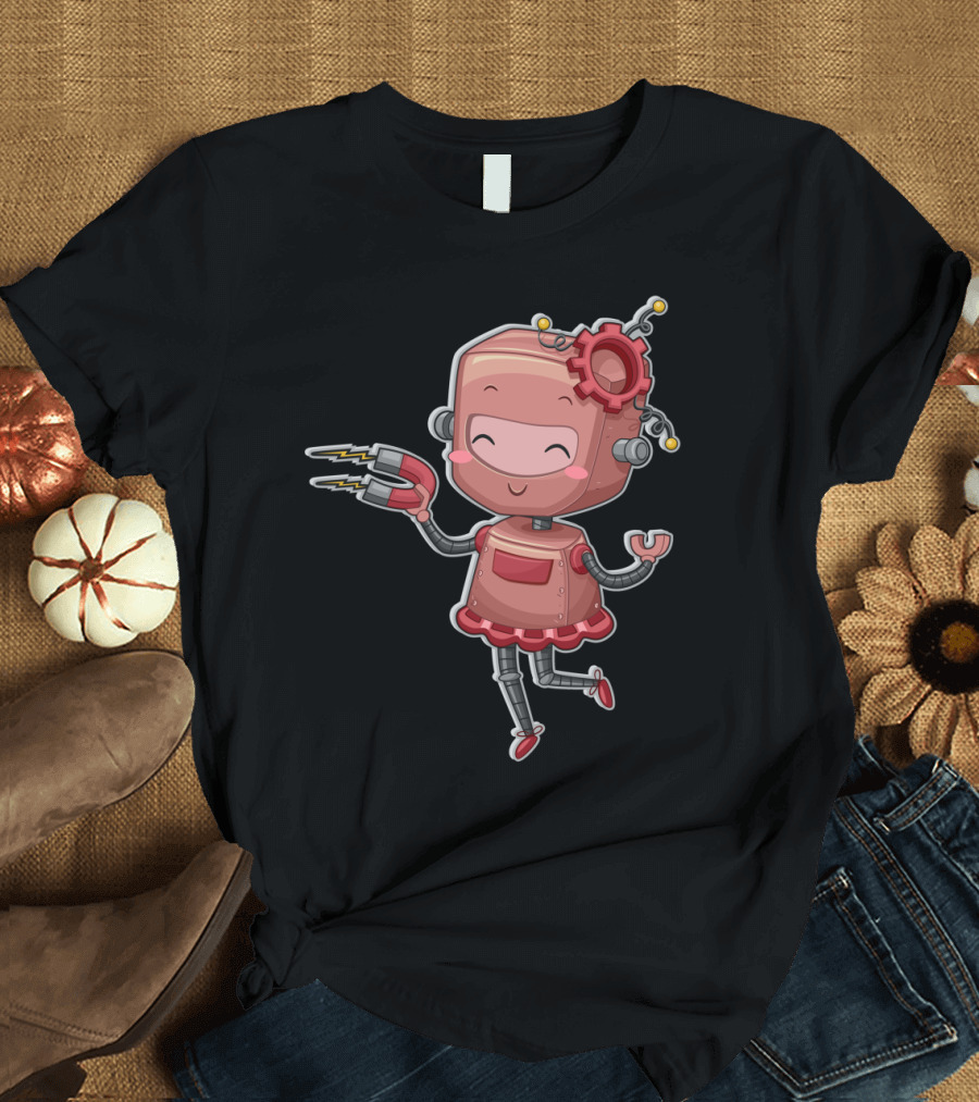 I Magnet U Female Robot with Magnet Hands Gears and Cogs T-Shirt