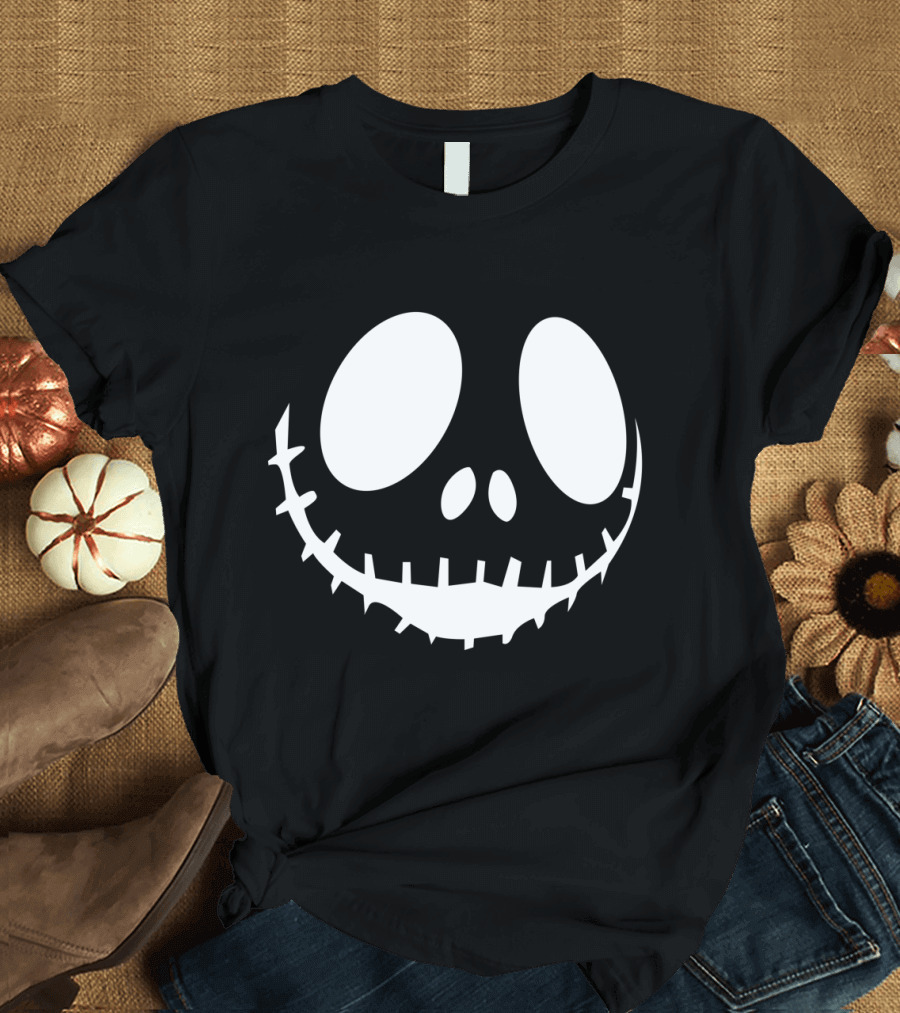 Smiling Skeleton Face Icon with Stitch Smile T-Shirt