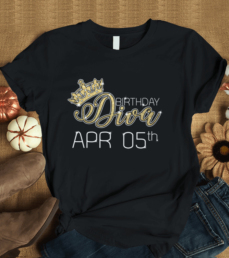 Birthday Diva Apr 05th Sparkling Crown Aries Pride T-Shirt