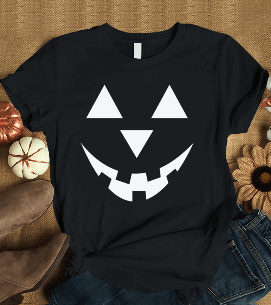 Pumpkin Face Halloween White Jack O'Lantern Smile T-Shirt