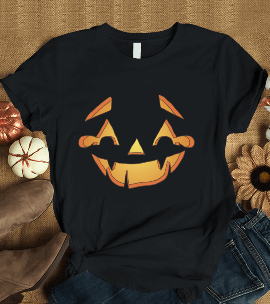 Halloween Laughing Pumpkin Emoticon with Glowing Jack-o'-Lantern Face T-Shirt