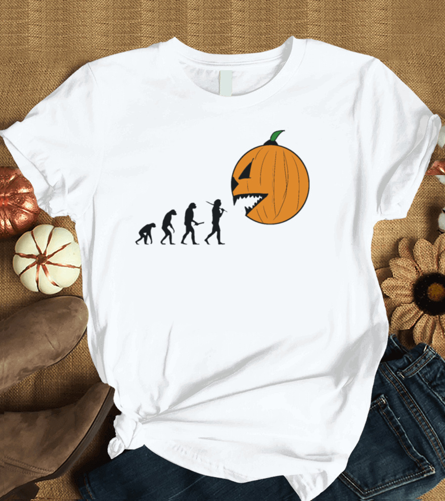 Halloween Pumpkin Evolution Silhouette with Jack-O'-Lantern T-Shirt