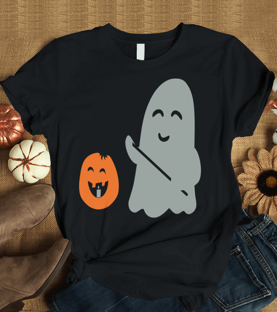 Cute Halloween Ghost with Smiling Lantern T-Shirt