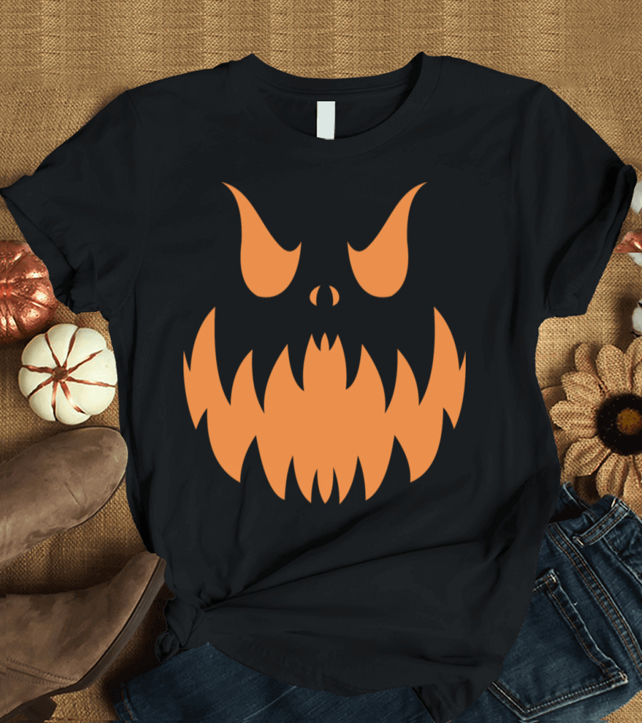 Pumpkin Monster Face Halloween Expression T-Shirt