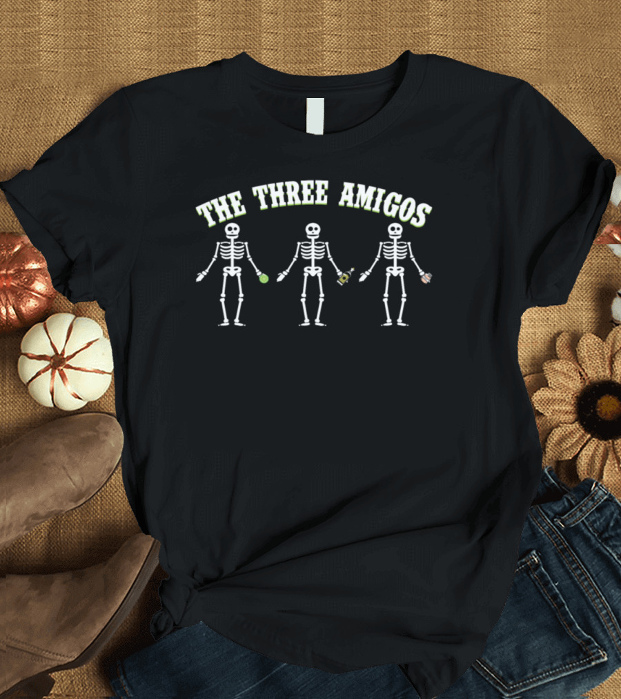 The Three Amigos Skeletons with Tequila Salt Lime T-Shirt
