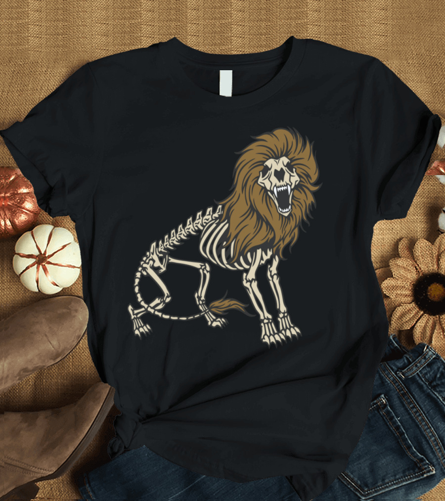 Lion Skeleton Roaring with Brown Mane T-Shirt