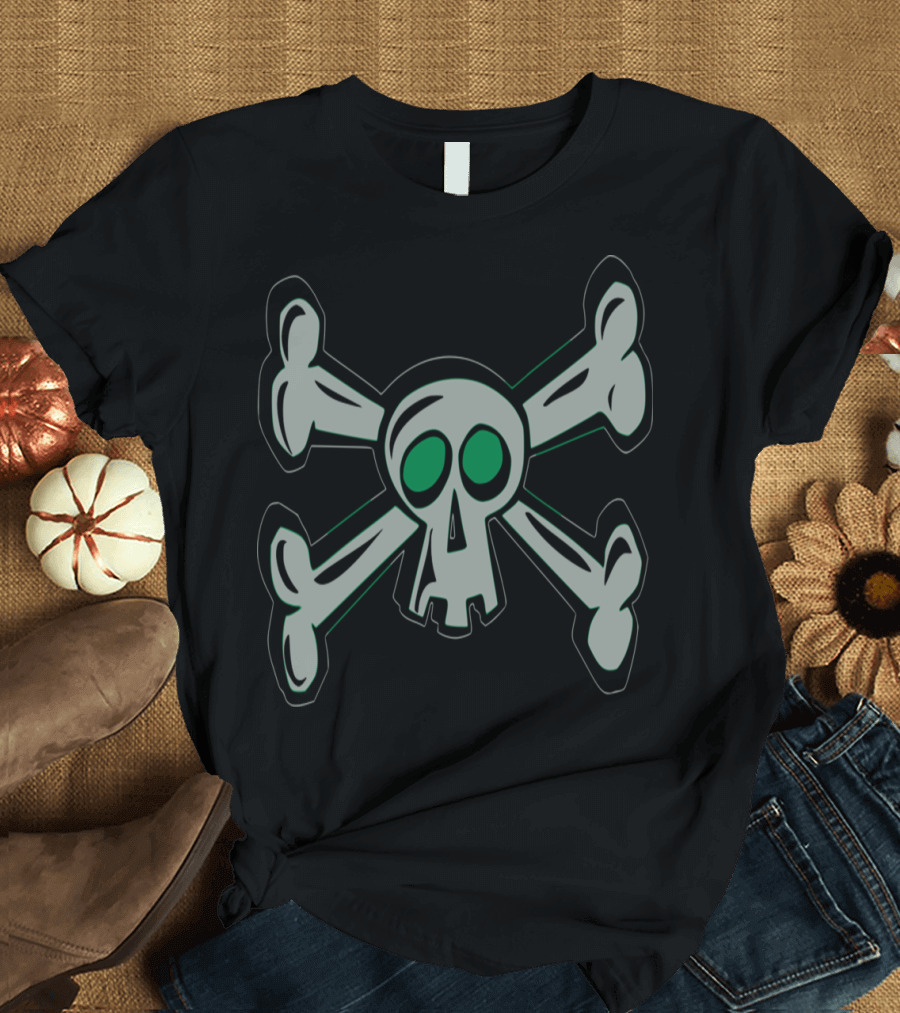 Green-Eyed Skull and Crossbones T-Shirt