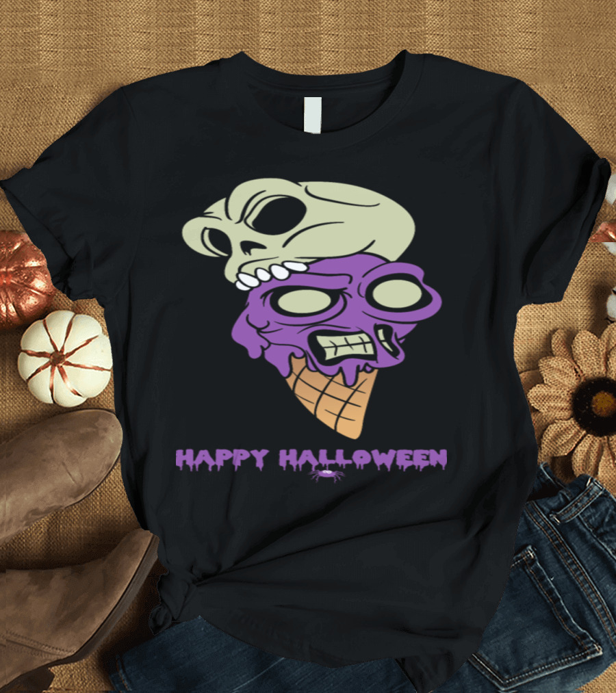 Happy Halloween Ice Cream Monster Zombie Horror T-Shirt