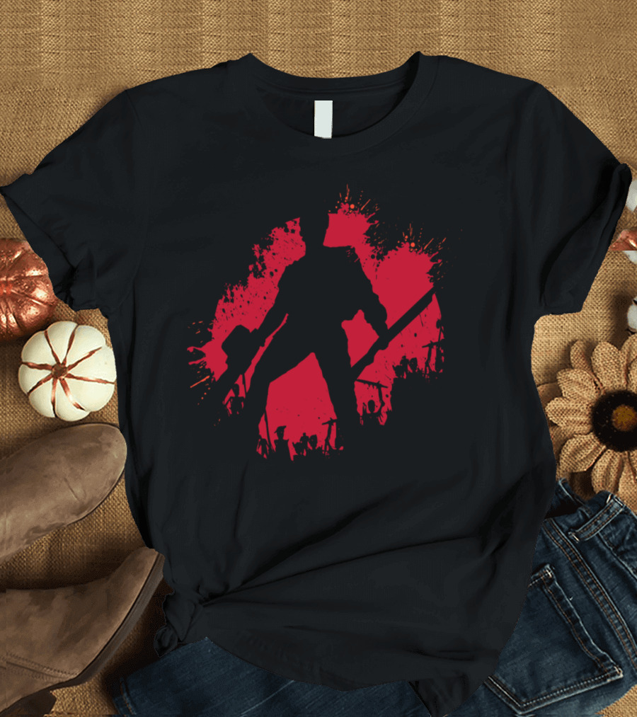 Ash Splash Silhouette Red Circle Chainsaw T-Shirt