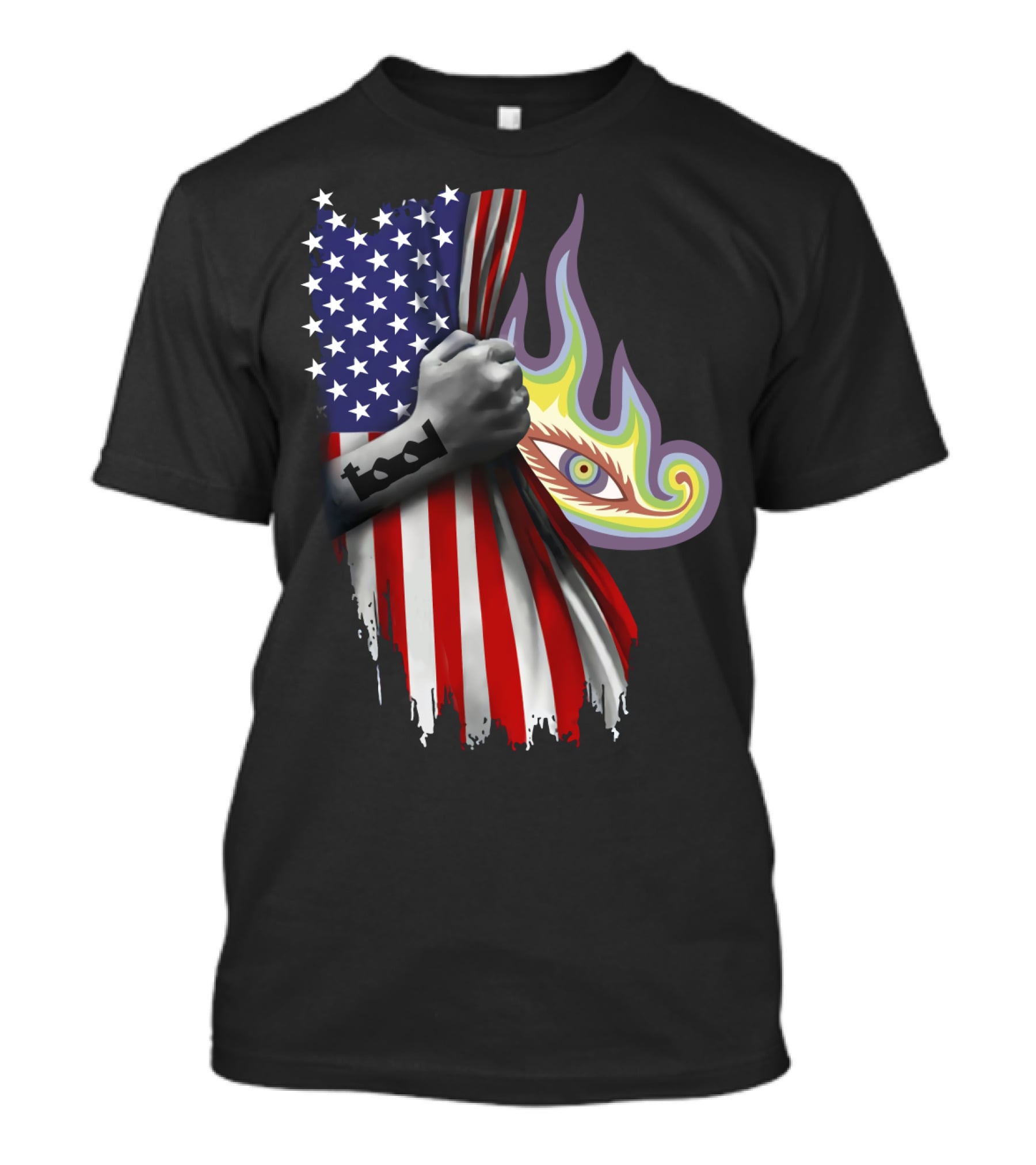 Tool Rock Band American Flag Psychedelic Eye Tattoo T-Shirt