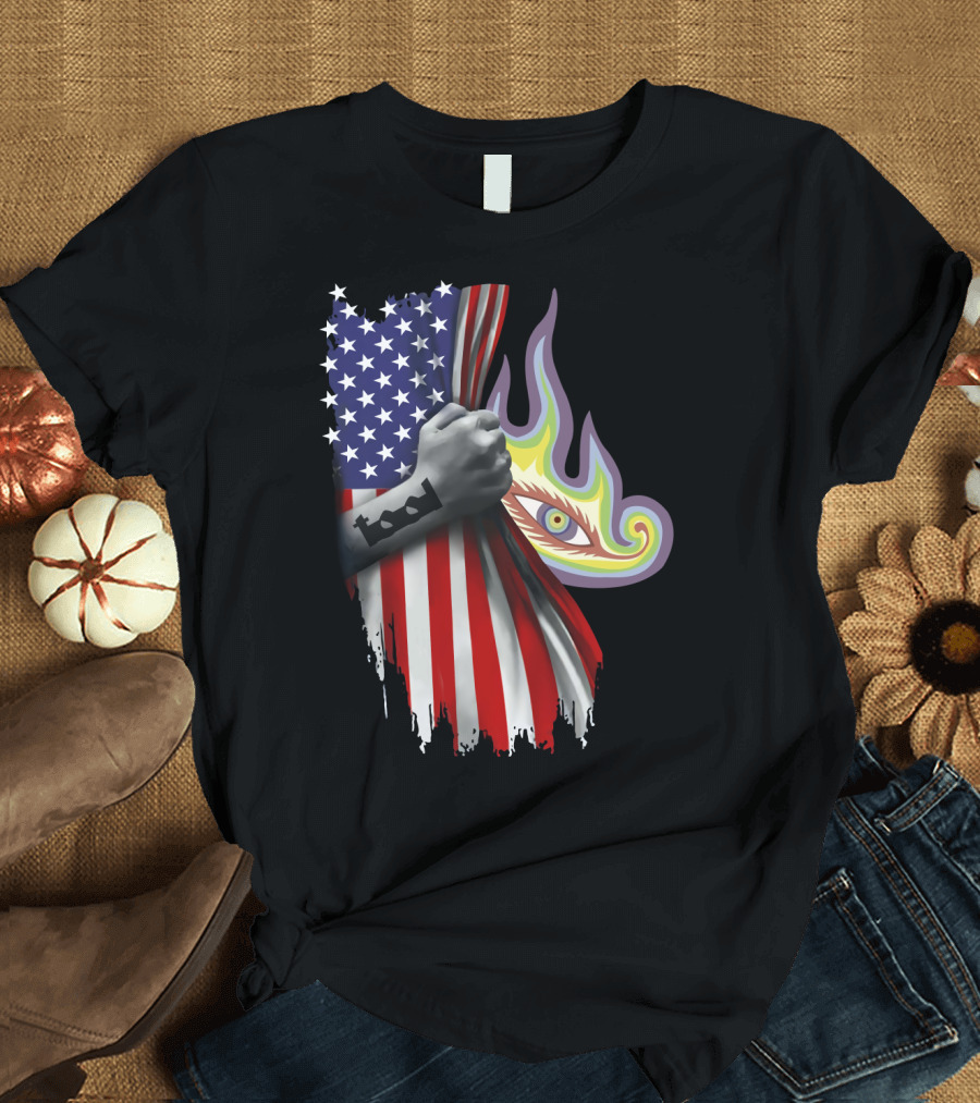 Tool Rock Band American Flag Psychedelic Eye Tattoo T-Shirt