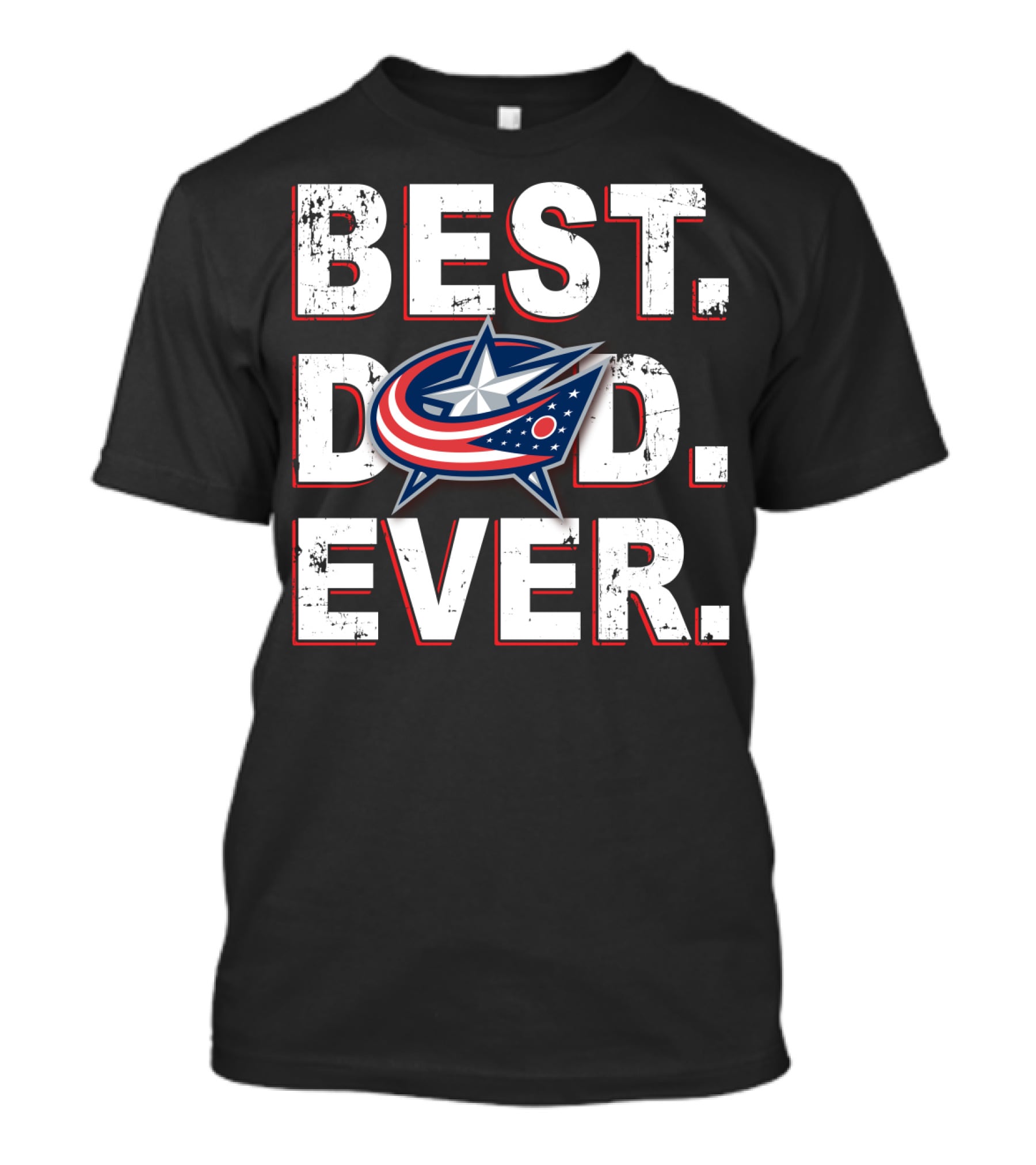 Best Dad Ever Blue Jackets Star T-Shirt