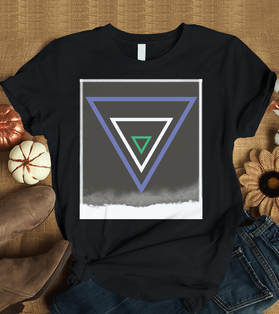 Triple Triangle Fade Geometric Layers with Blue White Green T-Shirt