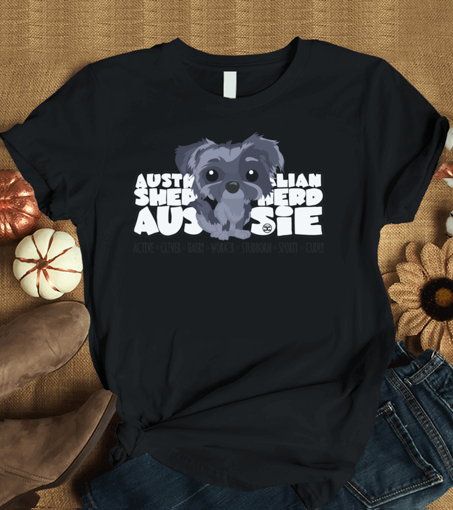 Aussie Shepherd Big Head Design with Full Merle Australian Shepherd Traits T-Shirt