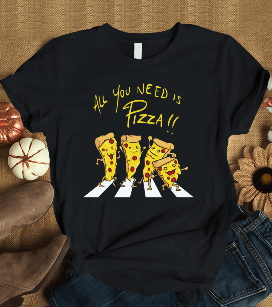 Abbey Road Pizza Slices Marching: All You Need is Pizza T-Shirt