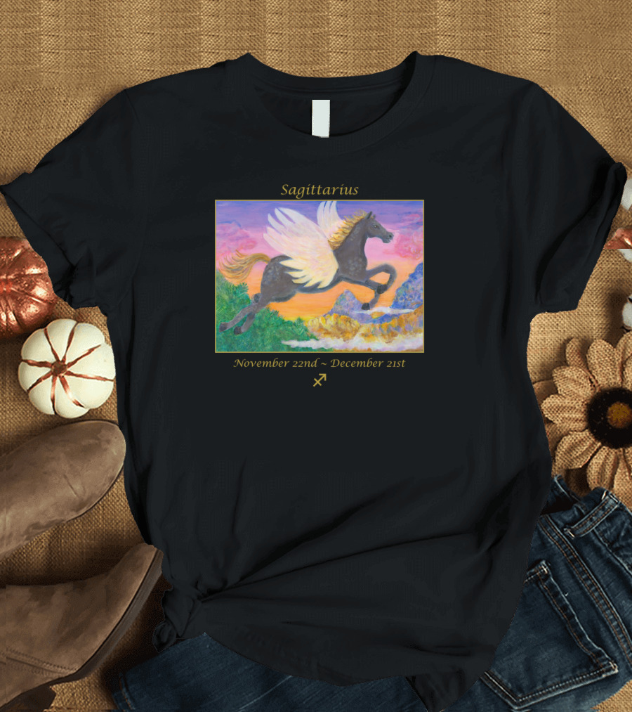 Sagittarius Winged Horse November 22nd to December 21st Zodiac T-Shirt