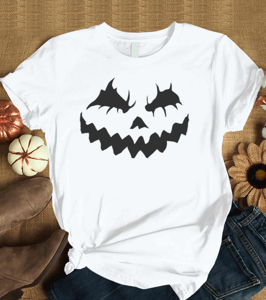 Pumpkin Face Funny Halloween Jack-O'-Lantern Grinning Black T-Shirt