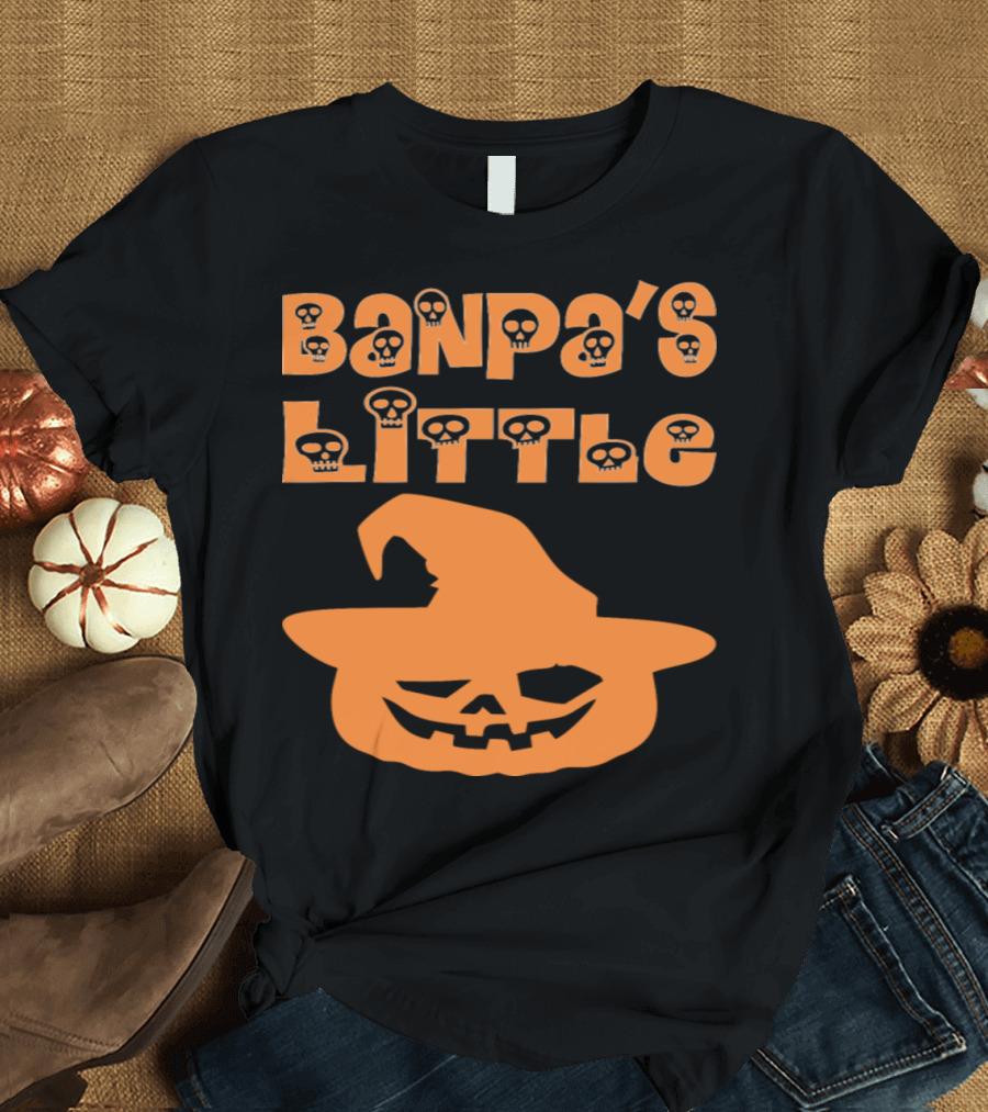 Banpa's Little Pumpkin Halloween Skull Witch Hat Jack-o'-Lantern T-Shirt