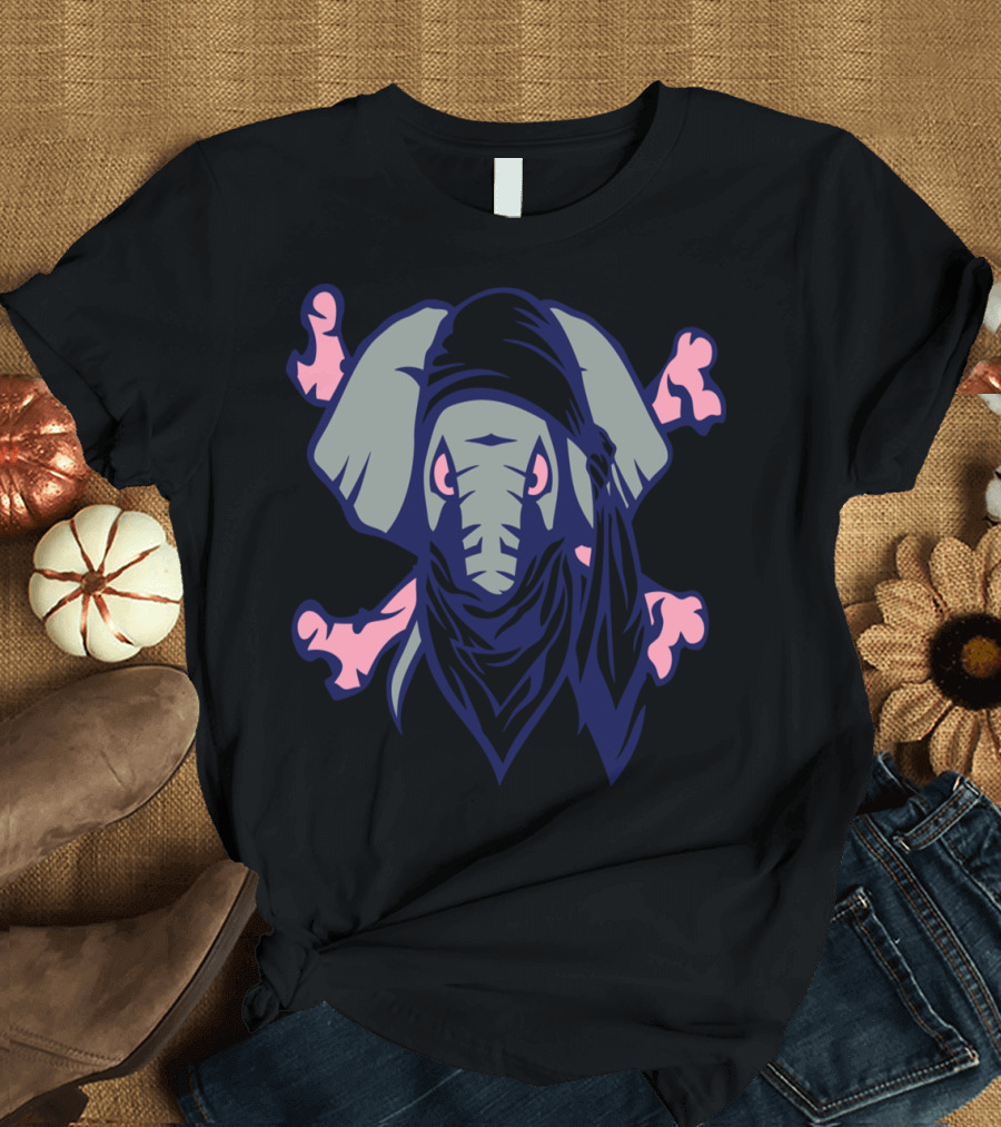 Elephant Skeleton Skull Bones Pirate Crossbones T-Shirt