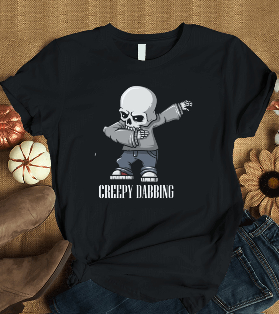 Creepy Dabbing Funny Skull Skeleton Dancer Hoodie Wearing Jeans T-Shirt