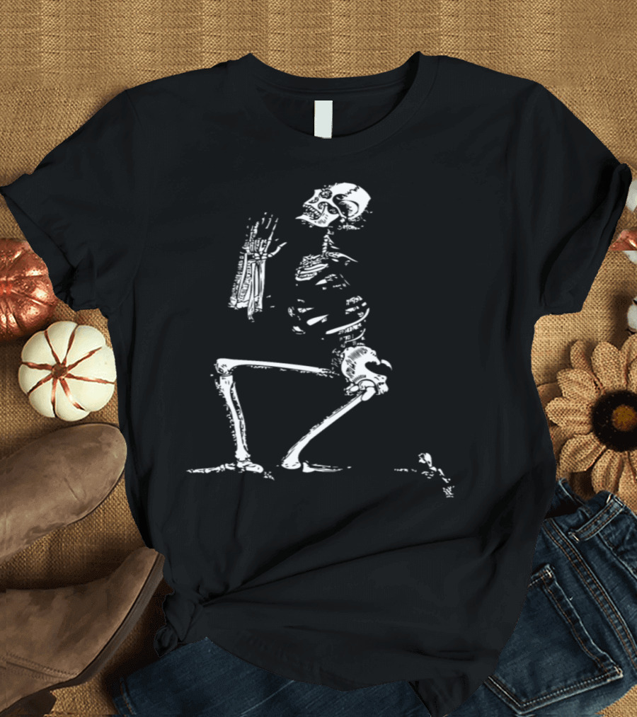 Praying Skeleton Kneeling in Prayer T-Shirt