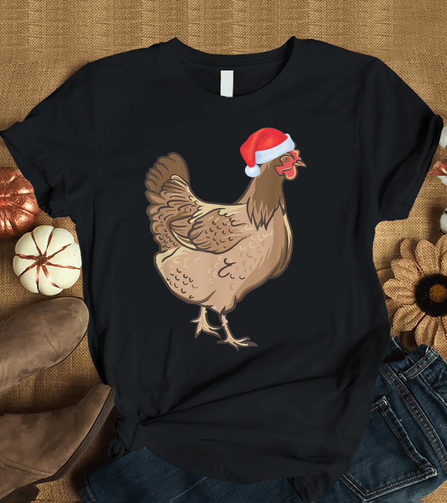 Chicken Santa Hat Holiday Fun T-Shirt