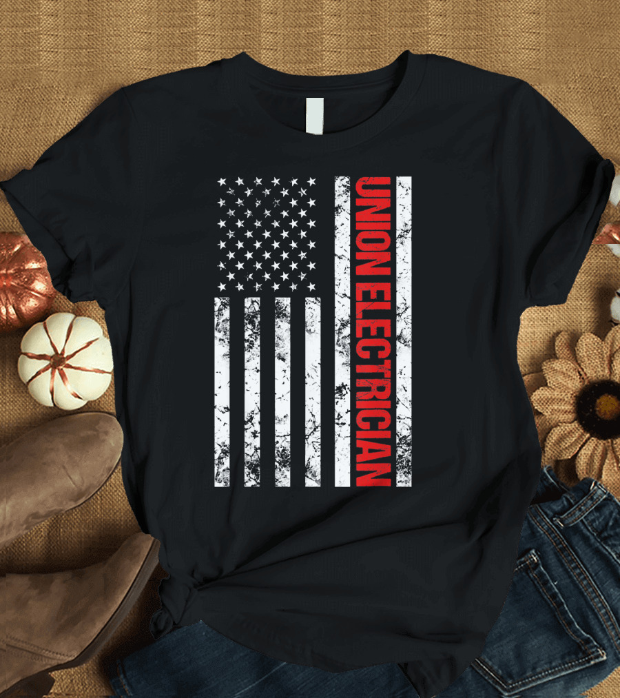 American Flag Stripes Union Electrician T-Shirt