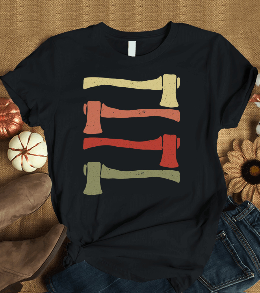 Axe Lumberjack Woodwork Vintage Four-Axe Display T-Shirt