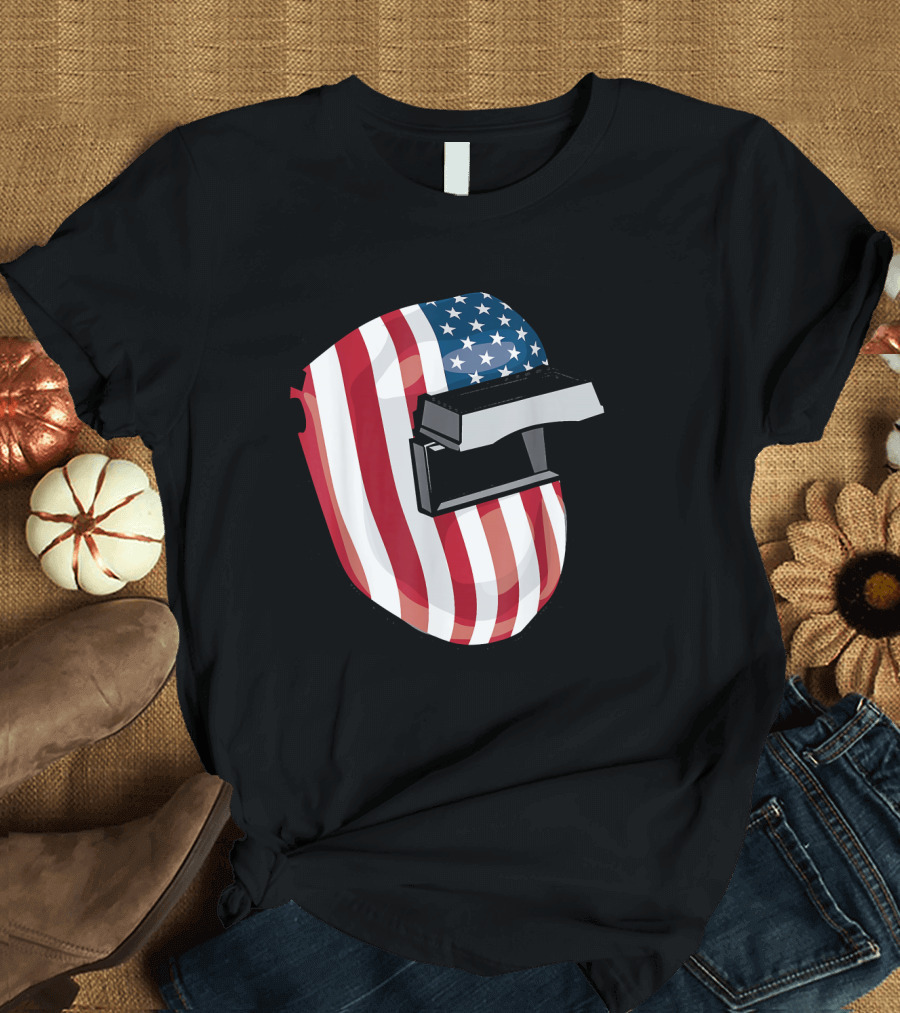 American Flag Welding Helmet T-Shirt