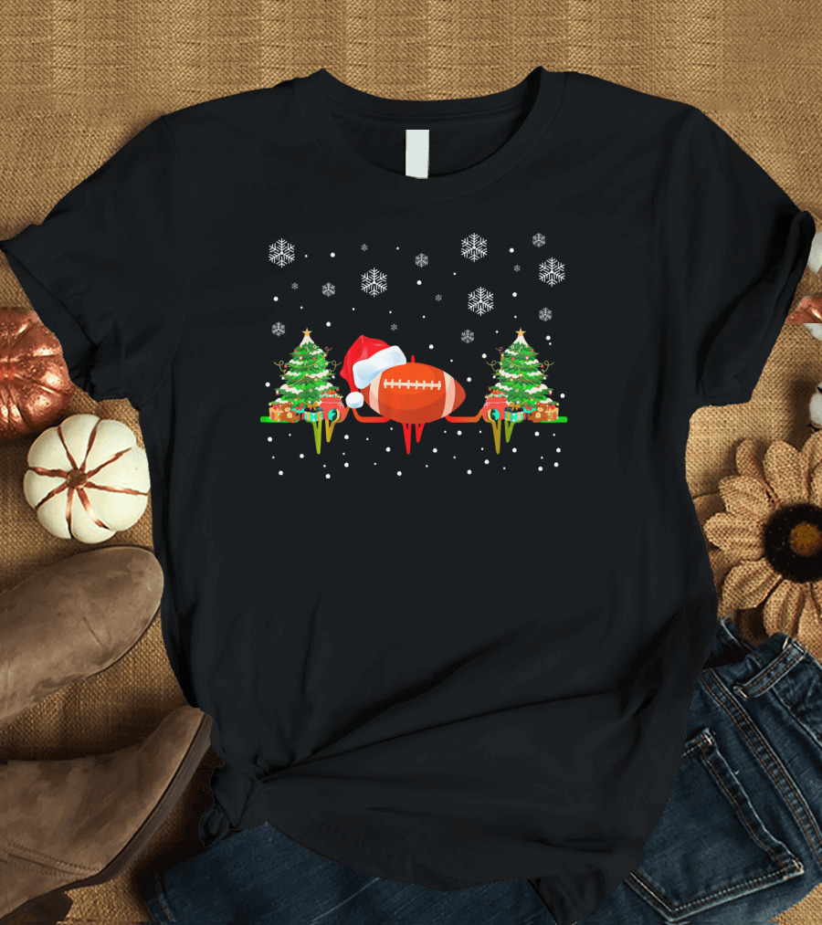 Christmas Santa Football Nurse Heart Rate Snowflakes Trees T-Shirt