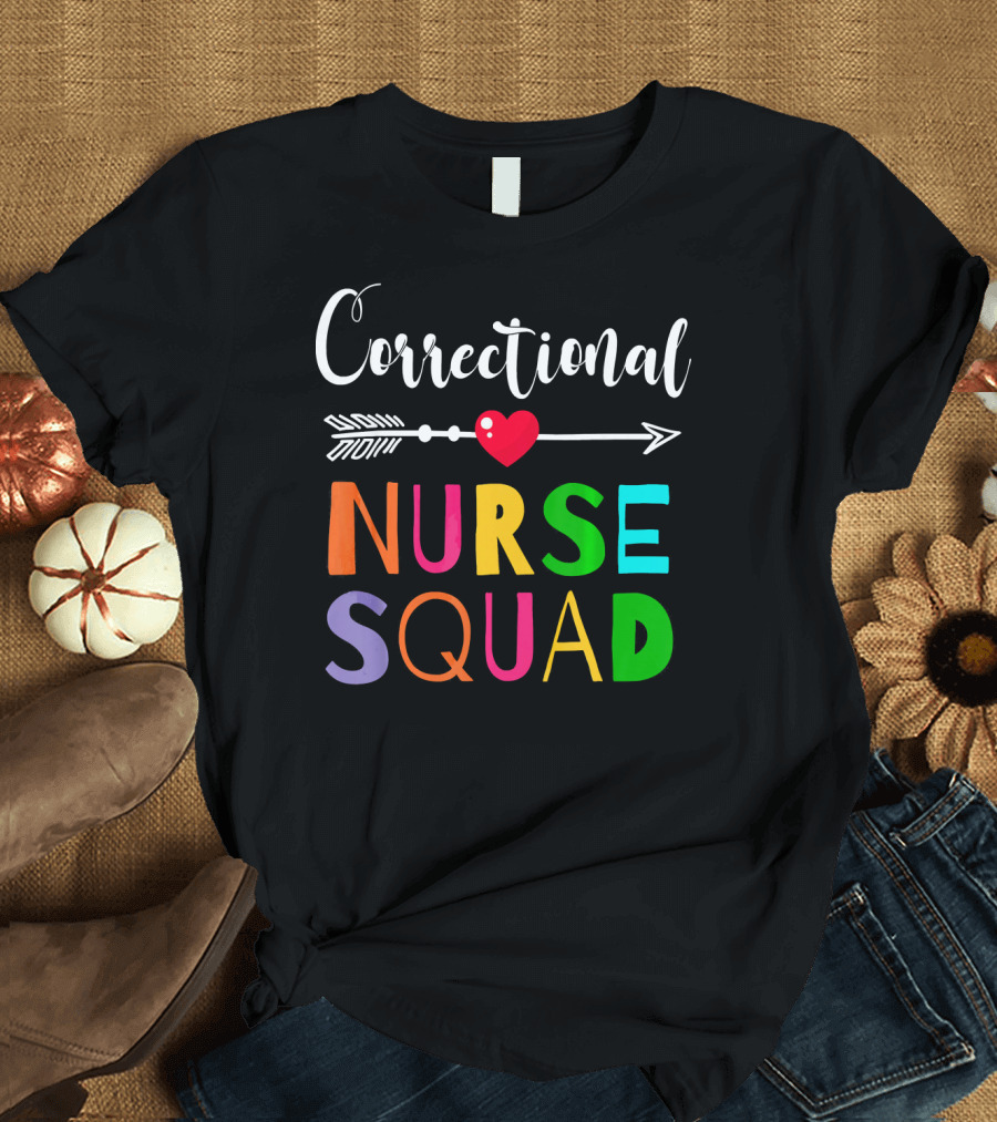 Correctional Nurse Squad Colorful Heart Arrow T-Shirt