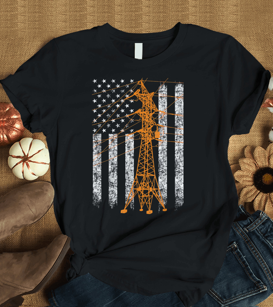Cool American Flag Transmission Tower T-Shirt