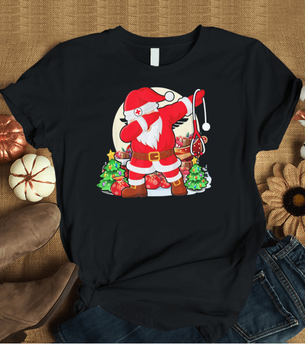 T-Shirt: Santa Dabbing with Stethoscope Surrounded by Christmas Gifts and Trees T-Shirt Santa Dabbing with Stethoscope Surrounded by Christmas Gifts and Trees T-Shirt