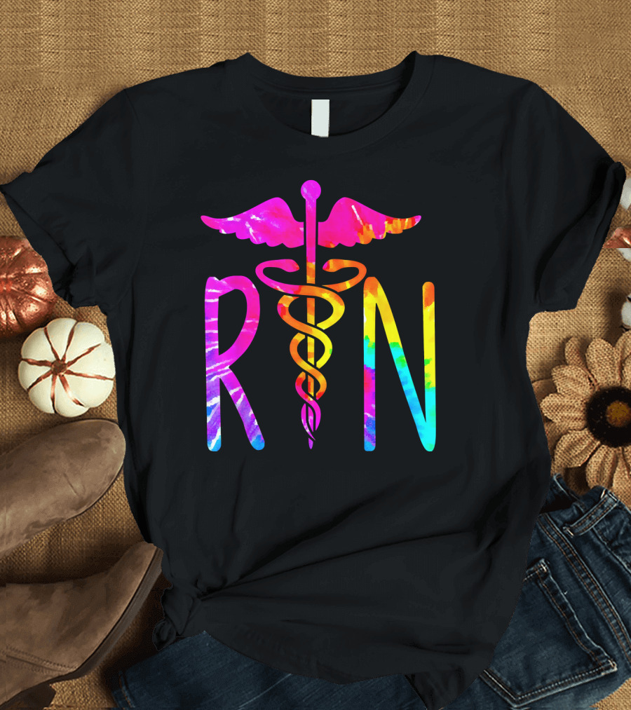 Colorful RN Caduceus Nurse T-Shirt