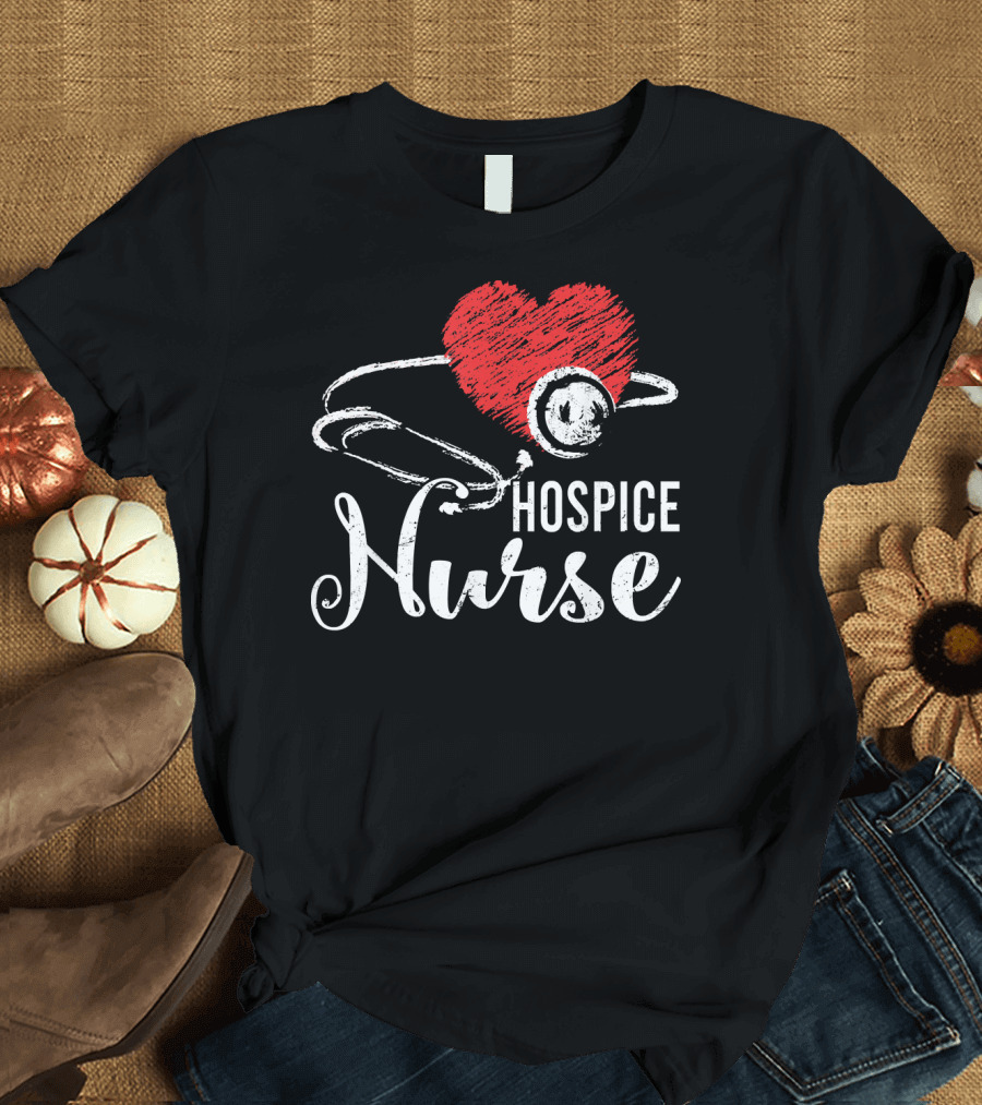 Hospice Nurse Heart Stethoscope Pride T-Shirt