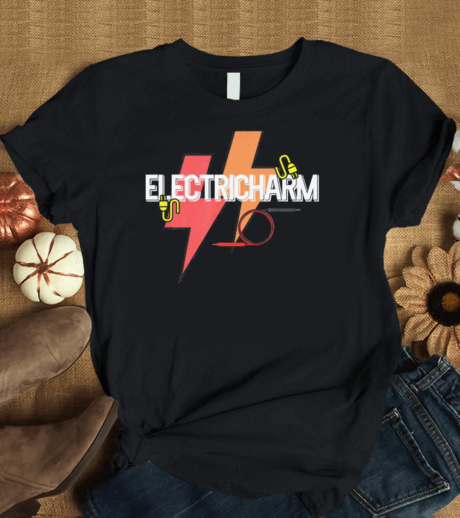 Electricharm Funny Electrician with Char Lightning Clip T-Shirt