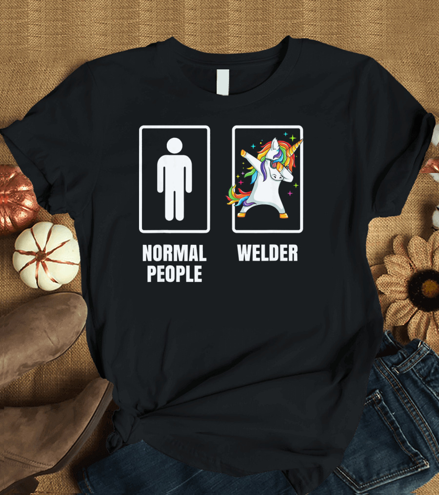 Normal People Unicorn Welder Dabbing Welding Machine T-Shirt