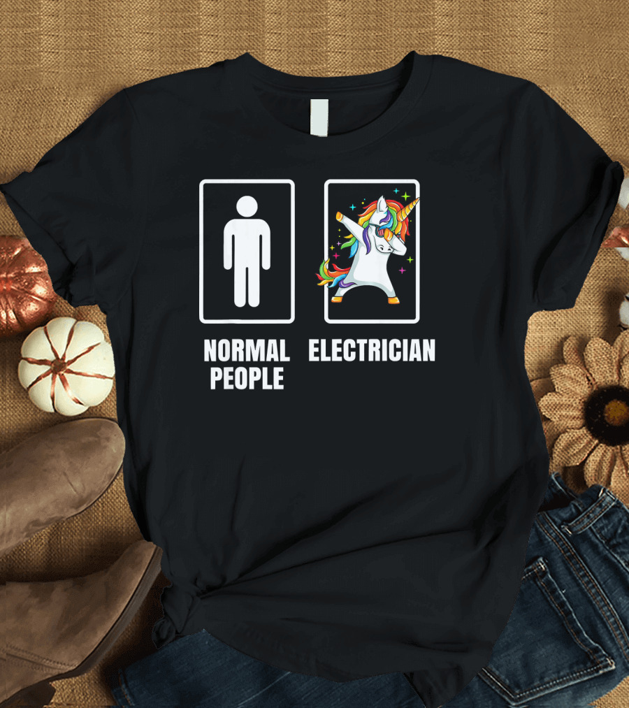 Normal People Electrician Dabbing Unicorn T-Shirt