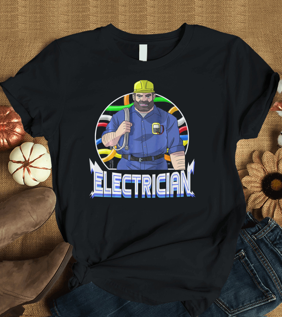 Electrician Electrical Cool Dad Funny Shirt with Hard Hat and Tools T-Shirt